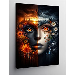 Kanvas Tablo Çiçekler Ve Kadın 70x100 cm