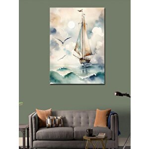 Kanvas Tablo Yelkenli Tekne Ve Martı 70x100 cm