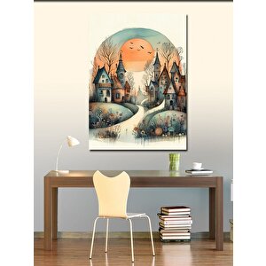 Kanvas Tablo Retro Kasaba 100x140 cm