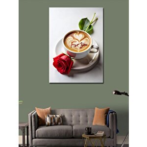 Kanvas Tablo Kahve Fincanı Ve Gül 100x140 cm