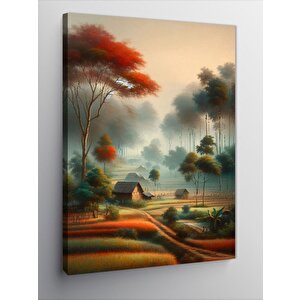 Kanvas Tablo Ormandaki Evler 70x100 cm