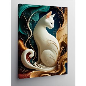 Kanvas Tablo Beyaz Kedi 70x100 cm
