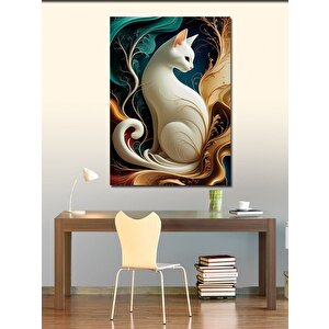 Kanvas Tablo Beyaz Kedi 70x100 cm