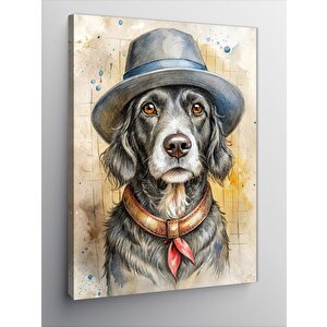 Kanvas Tablo Şapkalı Köpek
