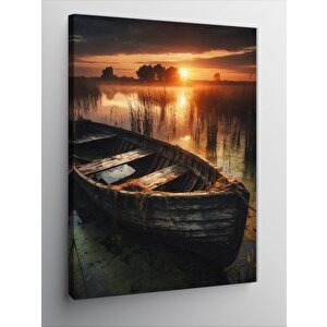 Kanvas Tablo Eskimiş Kayık Ve Göl 70x100 cm