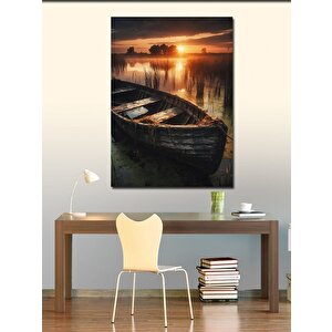 Kanvas Tablo Eskimiş Kayık Ve Göl 70x100 cm