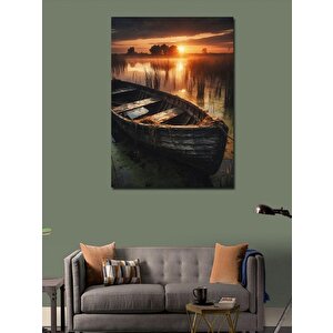 Kanvas Tablo Eskimiş Kayık Ve Göl 70x100 cm
