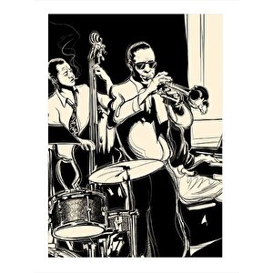 Jazz Caz Müzik Modern Ahşap Tablo 35cm X50cm 35x50 cm
