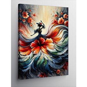 Kanvas Tablo Soyut Kadın Ve Çiçekler 100x140 cm