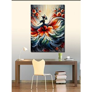 Kanvas Tablo Soyut Kadın Ve Çiçekler 100x140 cm