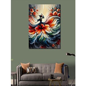 Kanvas Tablo Soyut Kadın Ve Çiçekler 100x140 cm