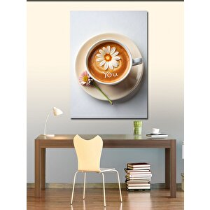 Kanvas Tablo Kahve Fincanı Ve Çiçek 100x140 cm