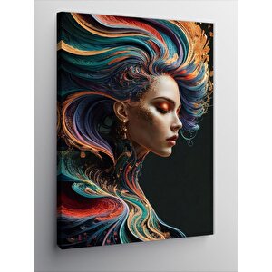 Kanvas Tablo Renkli Saçlı Kız 100x140 cm