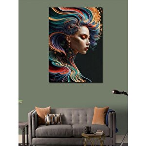 Kanvas Tablo Renkli Saçlı Kız 100x140 cm