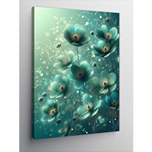 Kanvas Tablo Yeşil Çiçekler 100x140 cm