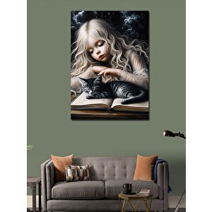 Kanvas Tablo Kedisini Seven Kız 100x140 cm