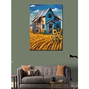 Kanvas Tablo Tarladaki Köy Evi 70x100 cm