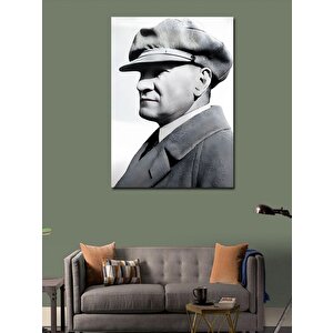 Kanvas Tablo Siyah Beyaz Mustafa Kemal Atatürk 100x140 cm