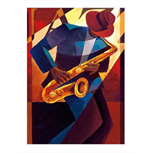 Saksafon Çalan Adam Caz Temalı Modern Mdf Tablo 35cm X50cm 35x50 cm