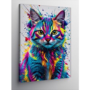 Kanvas Tablo Renkli Kedi 70x100 cm