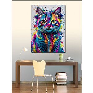 Kanvas Tablo Renkli Kedi 70x100 cm