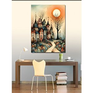 Kanvas Tablo Retro Kasaba 70x100 cm