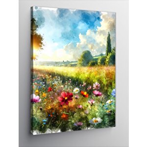 Kanvas Tablo Çiçeklerve Tarla 70x100 cm