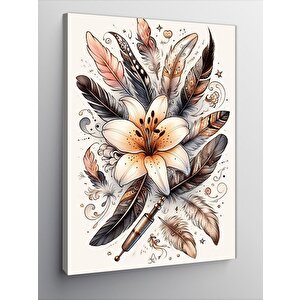 Kanvas Tablo Beyaz Çiçek Ve Yapraklar 70x100 cm