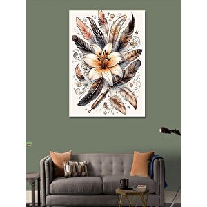 Kanvas Tablo Beyaz Çiçek Ve Yapraklar 70x100 cm