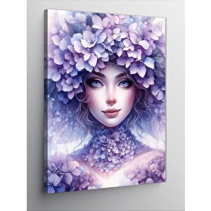 Kanvas Tablo Mor Çiçekler Ve Kadın 100x140 cm
