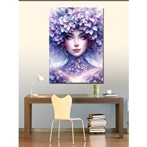 Kanvas Tablo Mor Çiçekler Ve Kadın 100x140 cm