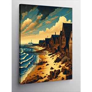 Kanvas Tablo Deniz Kenarındaki Evler 100x140 cm