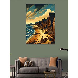 Kanvas Tablo Deniz Kenarındaki Evler 100x140 cm