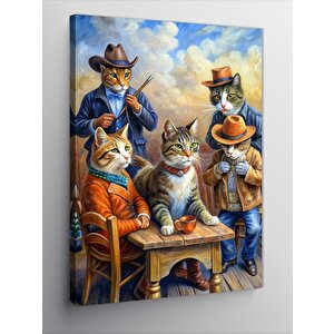 Kanvas Tablo Kıyafetli Kediler 70x100 cm