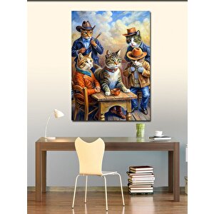 Kanvas Tablo Kıyafetli Kediler 100x140 cm