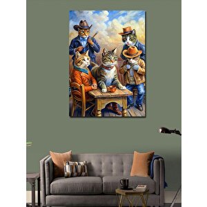 Kanvas Tablo Kıyafetli Kediler 100x140 cm