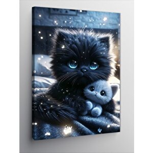 Kanvas Tablo Siyah Kedi Ve Oyuncağı