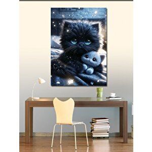 Kanvas Tablo Siyah Kedi Ve Oyuncağı