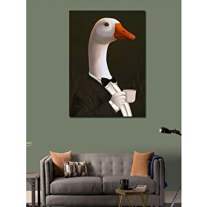 Kanvas Tablo Kahve İçen Takım Elbiseli Leylek 70x100 cm