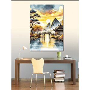 Kanvas Tablo Gün Batımı Ve Japon Evi 100x140 cm
