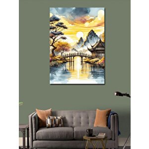 Kanvas Tablo Gün Batımı Ve Japon Evi 100x140 cm