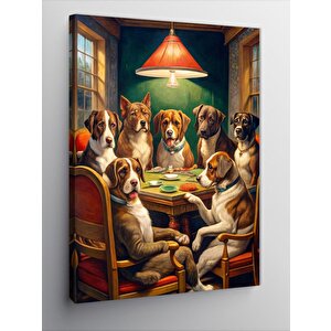 Kanvas Tablo Sofradaki Köpek Ailesi