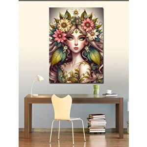 Kanvas Tablo Çiçek Saçlı Kadın 100x140 cm