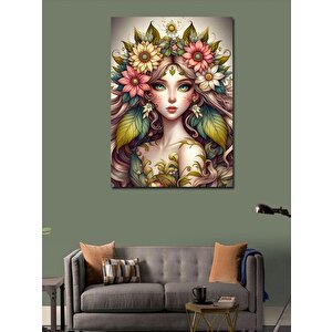 Kanvas Tablo Çiçek Saçlı Kadın 100x140 cm