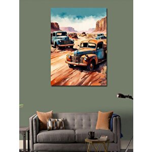 Kanvas Tablo Retro Kamyonetler 100x140 cm