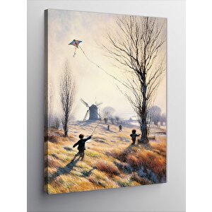 Kanvas Tablo Uçurtma Uçuran Çocuklar 70x100 cm