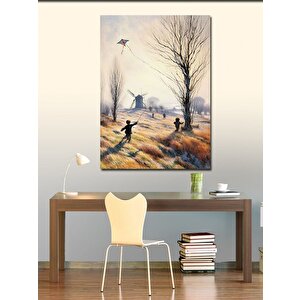 Kanvas Tablo Uçurtma Uçuran Çocuklar 70x100 cm