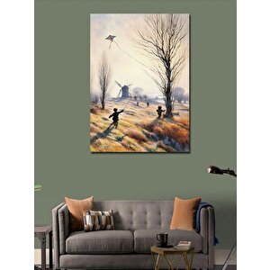 Kanvas Tablo Uçurtma Uçuran Çocuklar 70x100 cm