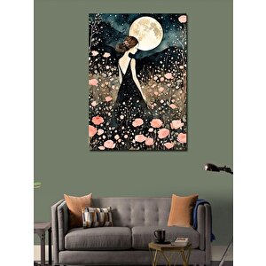 Kanvas Tablo Çiçekler Ve Kadın 100x140 cm