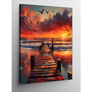 Kanvas Tablo İskelede Gün Batımı